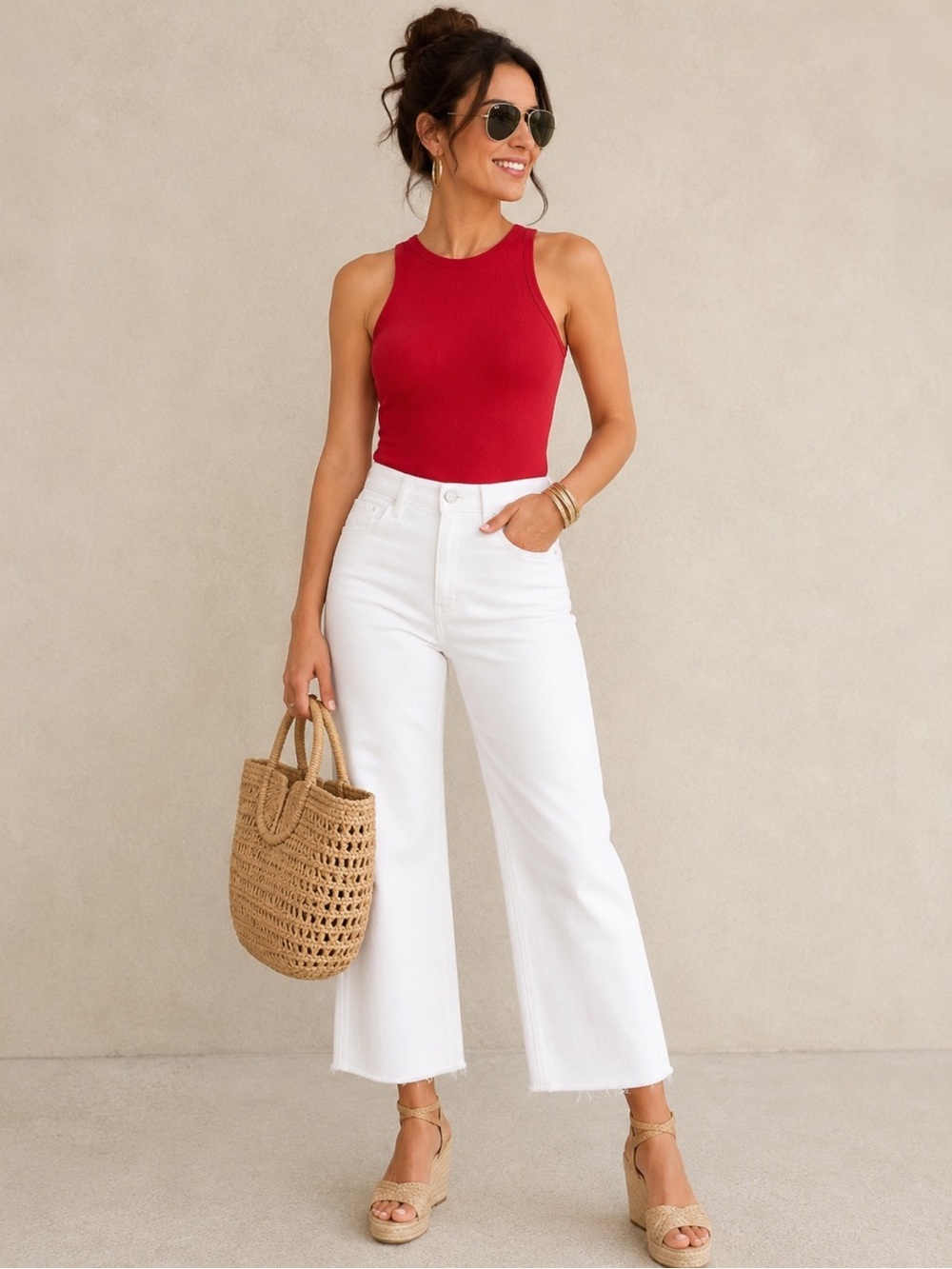 NWT Heatherly Ribbed High Crew Neck Bodysuit with Strappy Open Back Red Size XL - Picture 3 of 16